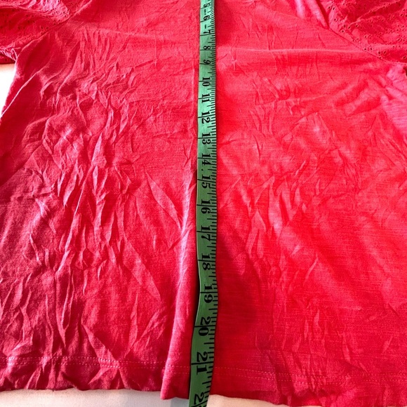 Sanctuary t shirt with puffed patterned short sleeves. Pink/orange size Ladies M - Picture 6 of 7
